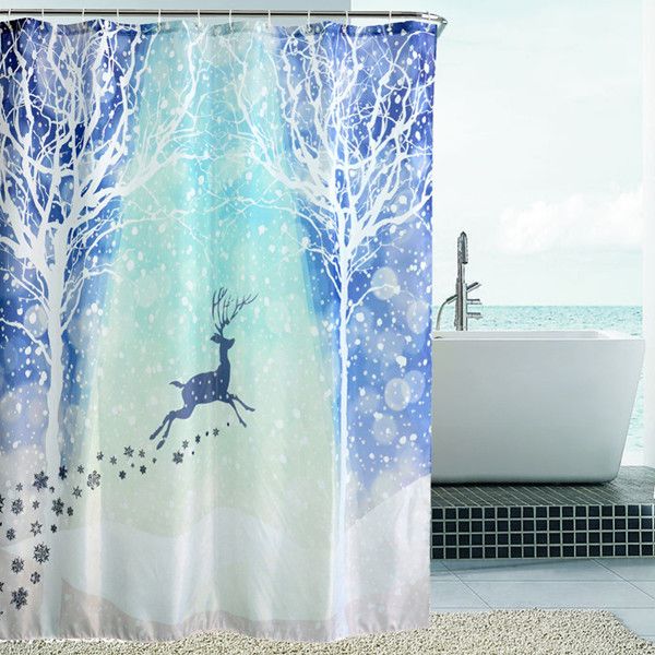 

christmas deer print shower curtain polyester waterproof shower curtain bathroom partition