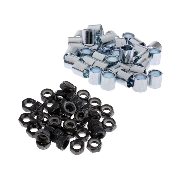 

40 pcs skateboard longboard truck wheels axle nuts + 40 pcs bearing spacers