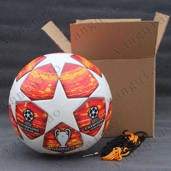 

New 2019 Champions League Soccer Ball Final Match Red Ball PU high grade seamless paste skin football ball Size 4 Size 5
