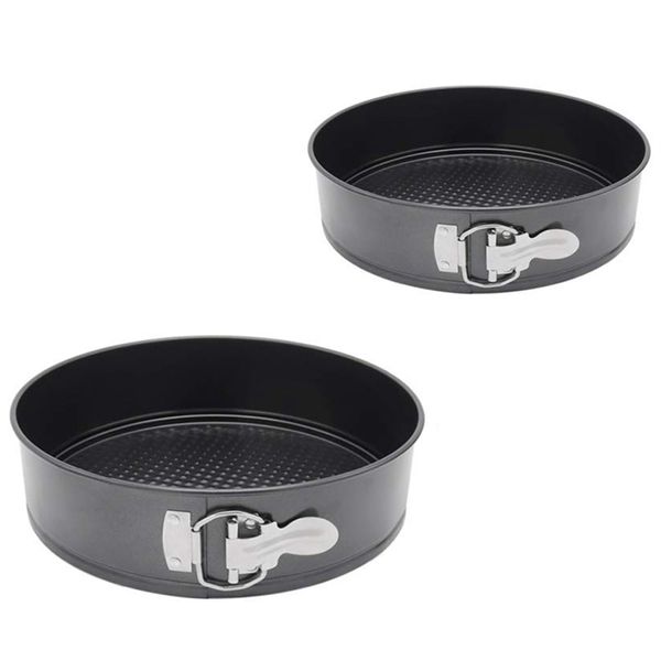 

2pcs cooking tools bakeware baking pans cake mold small round baking dish heavy carbon non-stick slipknot removable base tray