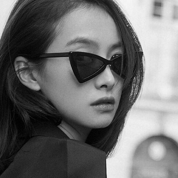 

vintage women sunglasses triangle black ladies sunglass retro red color eyewear gradient lens glasses, White;black