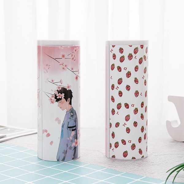 

new cute double layer pencil case whiteboard with mirror calculator for school supplies protable strong pencil box