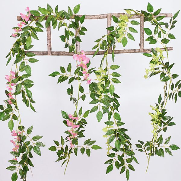 

2m artificial wisteria flowers string silk fake flowers rattan vine hanging garland leaf ivy diy wedding home decoration