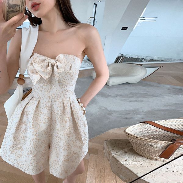 

women's jumpsuit spring / summer 2020 new jumpsuit fashion bow strapless high waist, Black;white