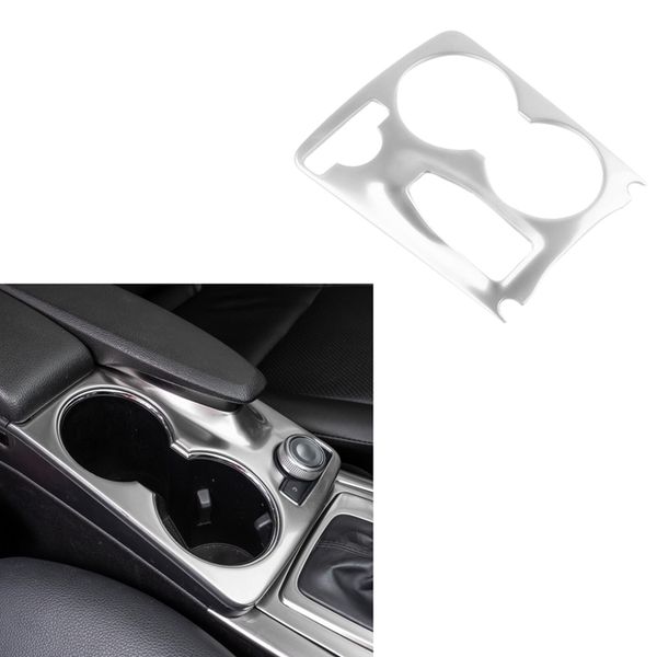 

car silver stainless steel console water cup holder frame cover trim for glk x204 2008-2015