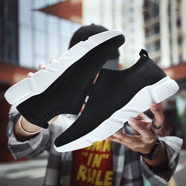

2019 summer slip on shoes men breathable chunky sneakers mesh male casual footwear mens black white plus size 35-46 tenis hombre cx200623