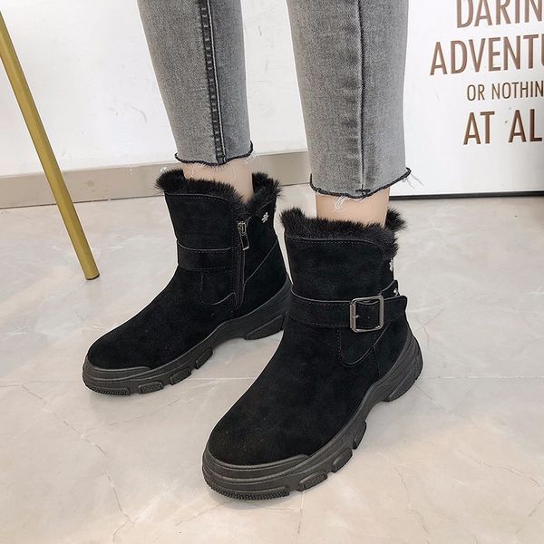 

boots women new 2019 australia booties ladies shoes round toe lace up winter footwear low heels booties lolita snow mid calf, Black