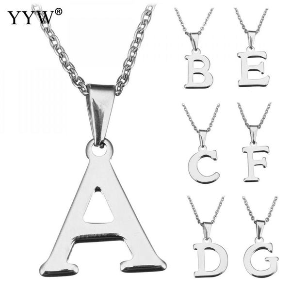 

english letter pendant stainless steel jewlery neckless silve color torque link chain couplpe essential with extender chain, Silver