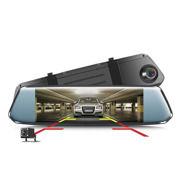 

aixz night vision car dvr camera 7" touch ips screen hd 1080p front rearview mirror dual way 170 degree auto registrator dashcam