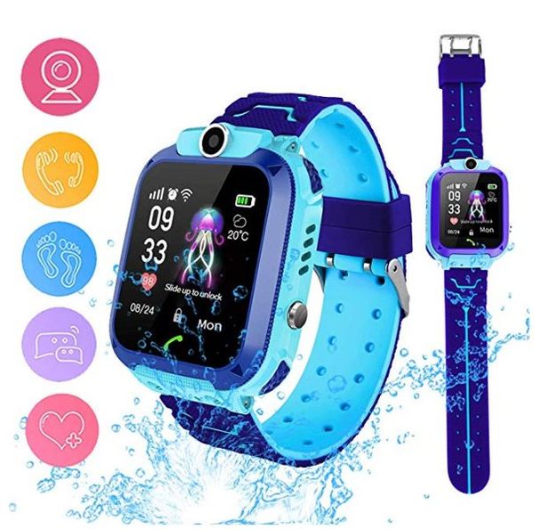 

smart watch phone for kids, waterproof smartwatches with tracker hd touch screen for kids games sos alarm clock camera digital wrist watch