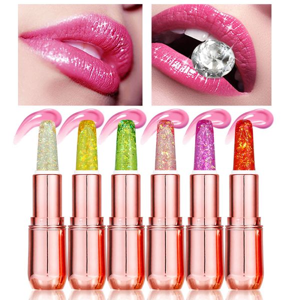 

diamond starry sky transparent lipstick fruit temperature change color jelly lip balm gold tube sale