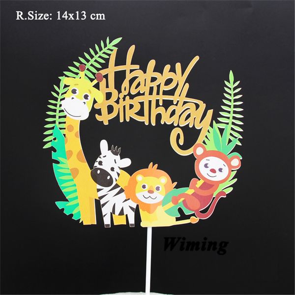 

baby kids party birthday cake er jungle animals decoration party supplies giraffe zebra lion monkey happy birthday er