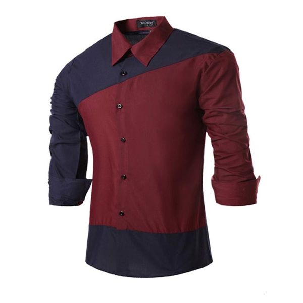 

new arrival uk style fashion classic men's casual shirts -2xl long sleeve young man color patchwork shirt slim fit clothing, White;black