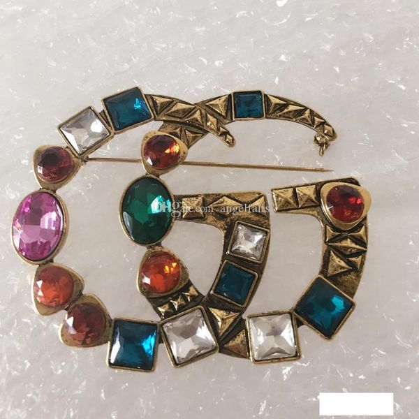 

ретро multicolor кристалл роскошные брошь женщины девушки письмо конструктора брошь костюм отворотом pin известные ювелирные изделия с epack, Gray