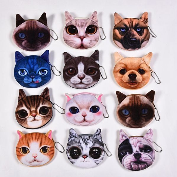 Sacos de moedas 3D Gato Bolsa De Pelúcia Carteira Bonito Animal Bolsas Pequena Bolsa Meninas Sacos de Embreagem Frete Grátis DHW2198