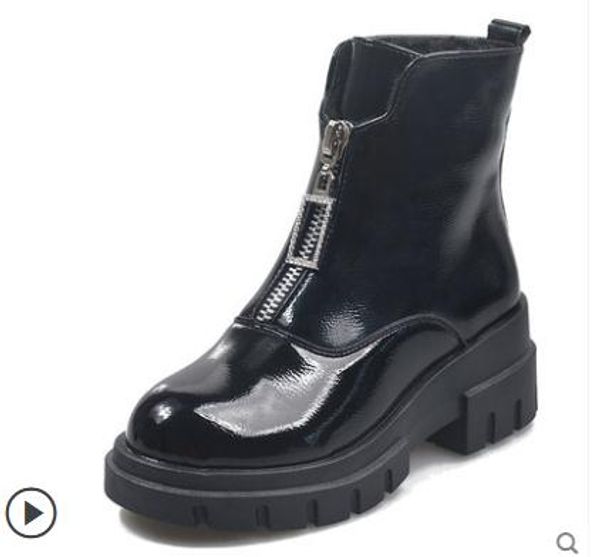 

women's boots in winter low heel round head waterproof table @8140, Black