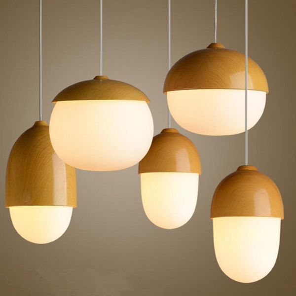 

nordic wood grain nut e27 led pendant lights coffee shop restaurant bar pendant lamp bedroom hanging lamp loft deco suspension