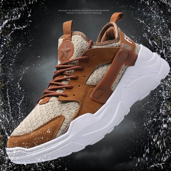 

sycatree men running shoes leather mesh breathable non-slip trainer sneakers men outdoor camping lightweight jogging sport shoes