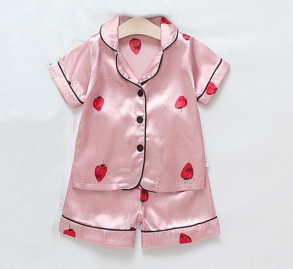 

stock underwear pajamas set summer short sleeve boy pijamas girls cute cartoon home wear children's sleepwear set kids pajamas, Blue;red