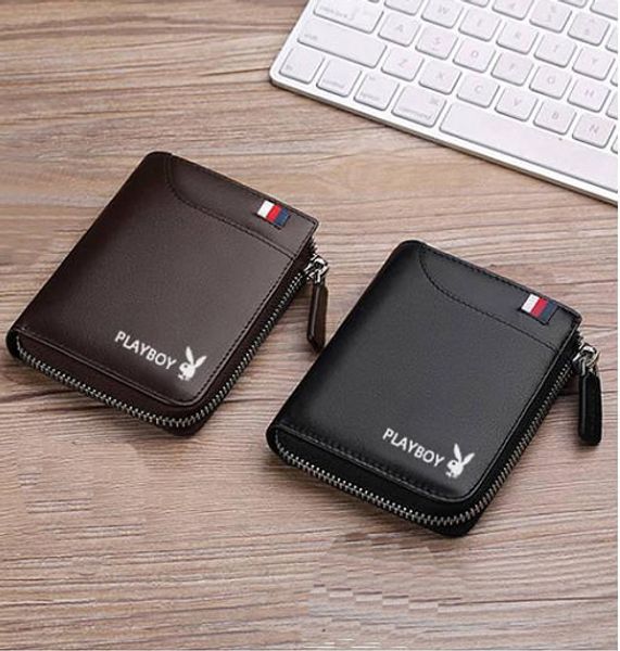 

men's wallet men's short youth zipper wallet learning version of the driver's license leather card holder wallet, Red;black