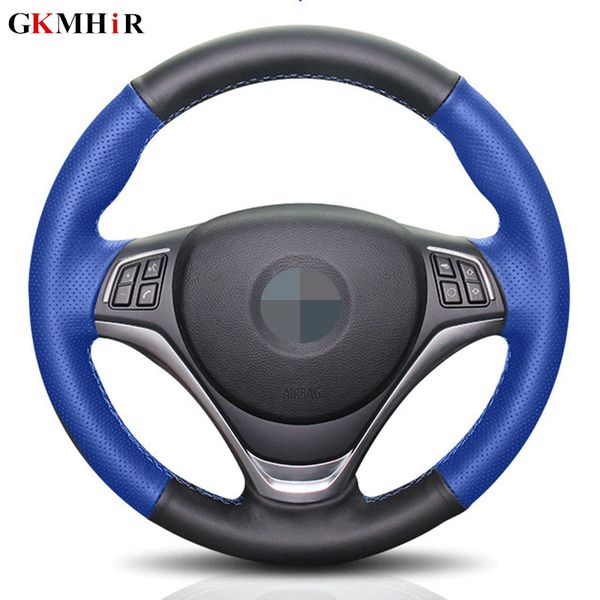 

diy black genuine leather hand-stitched car steering wheel cover for m sport m3 e87 e81 e82 e88 e90 e91 e92 e93