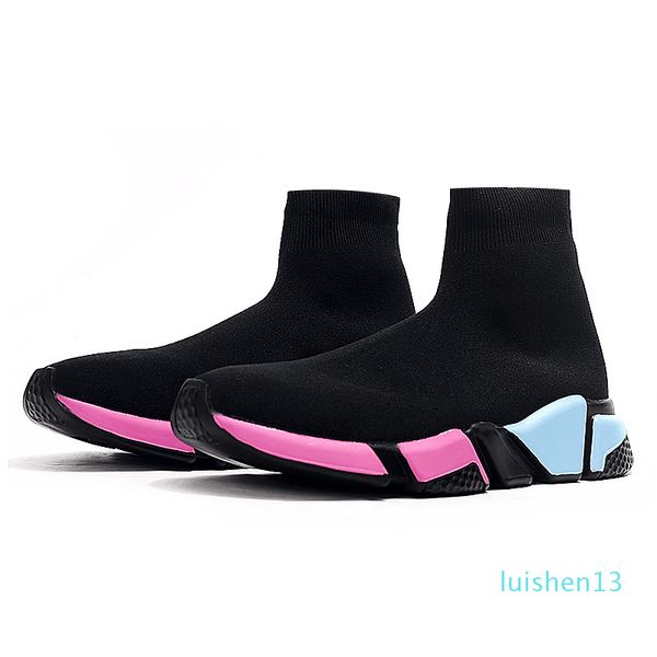 

2019 new paris speed trainers knit sock shoe original luxury designer mens womens sneakers high casual shoes l13, Black