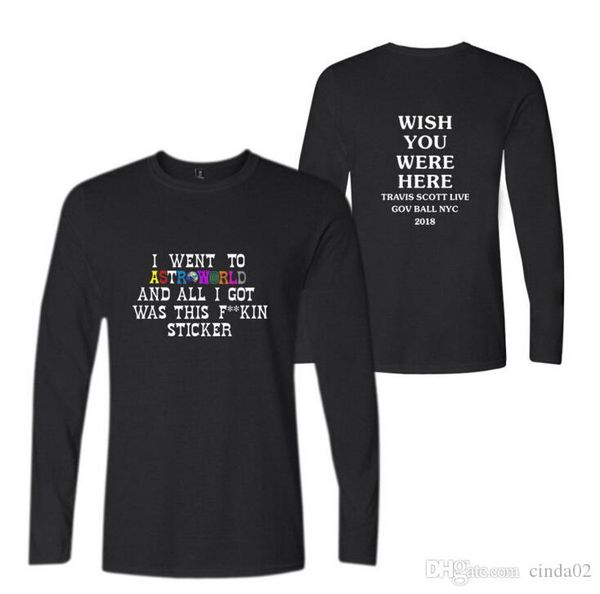 

мужчины женщины футболки трэвис скотт astroworld хлопок печати рубашка с длинным рукавом осень зима новый размер 2xs-4xl, White;black