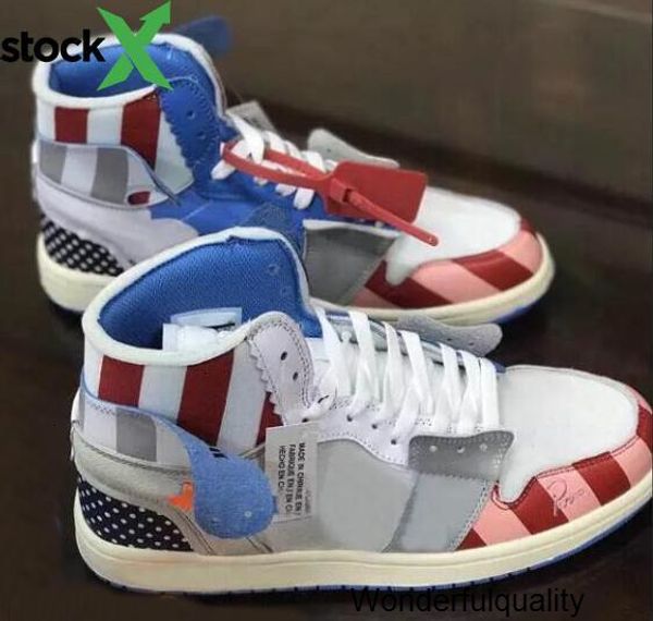 

piet parra 1 white multi rainbow men women jordon basketball shoes 1s parra netherland designer unc blue sneakers with box