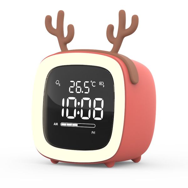 

deer alarm clock cute cartoon smart voice alarm clock children silent glowing budzik dla dzieci kawaii nn50wc