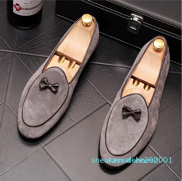 

men's sets of feet small shoes fashion personality lok fu tide men's retro men's shoes a pedal lazy shoes s01, Black