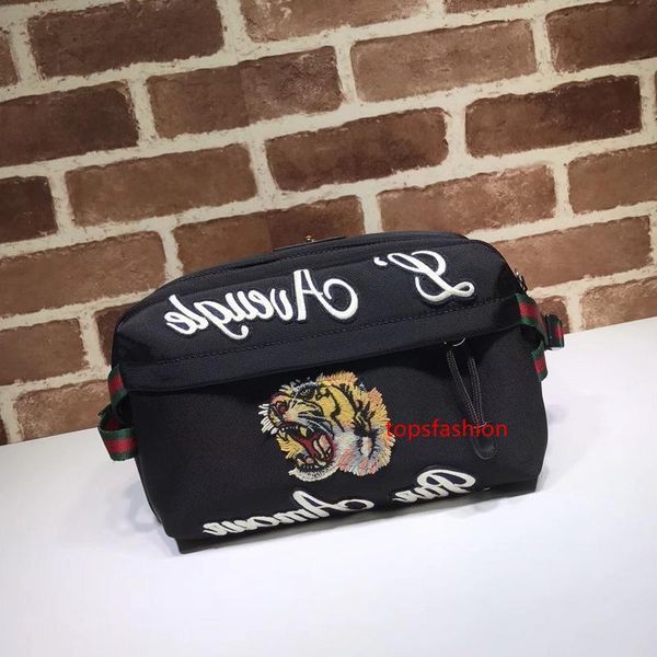 

высокое качество дизайн письмо металлическая пряжка вышитая тигр поясная сумка холст кожа 477085 грудь сумка сумка