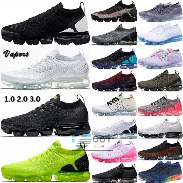 

vapourmax 1.0 fly 2.0 knit 3.0 mens running shoes triple black white volt cinder moc dusty cactus womens trainers cushion sports sneakers
