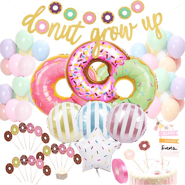 

Donut Balloons Baby Shower Украшения Kit День Рождения / Партия Украшения День Рождения Украшения Дети С Днем Рождения Торт Топпер