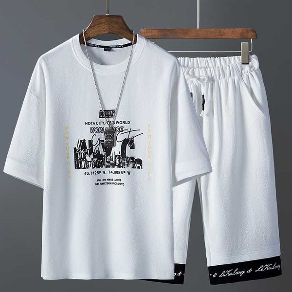 

men's tracksuits 2019 new arrival fashion active two-piece suit summer casual breathable soft thin mens cloth polyester 5 styles asian, Gray