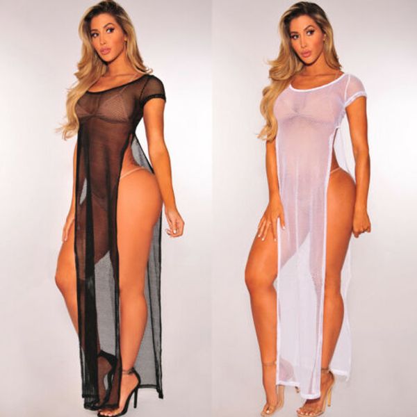 

women ladies solid short sleevecrochet lace mesh swimwear summer holiday beach dress bikini cover up, Black;gray
