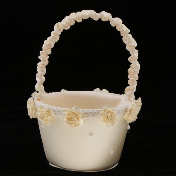 

elegant artificial pearls flower decor flower girls basket wedding supplier