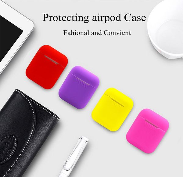 

20 colors for apple airpods silicone case soft tpu ultra thin protector cover sleeve pouch for air pods earphone case tc190605 50pcs