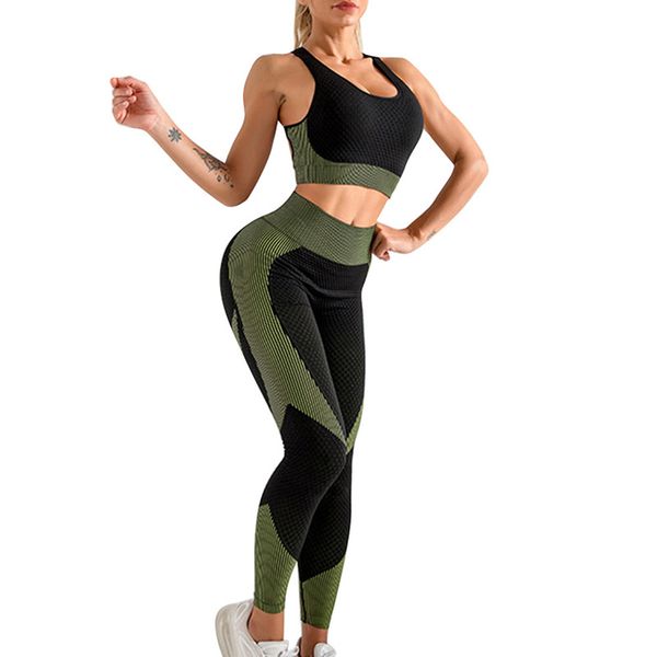 

seamless yoga set fitness clothing sportswear high waist women gym leggings tights padded push-up sports bra 2 pcs sports suits, White;red