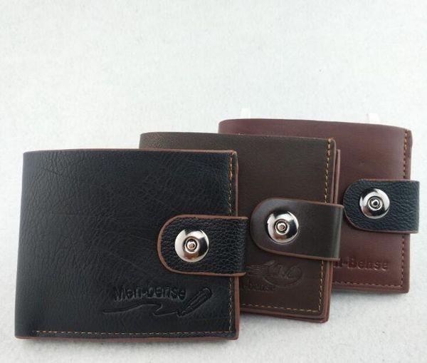 

10pcs wallet men pu two foldable vintage leather hasp small wallet coin pocket purse card holder 3colors, Red;black