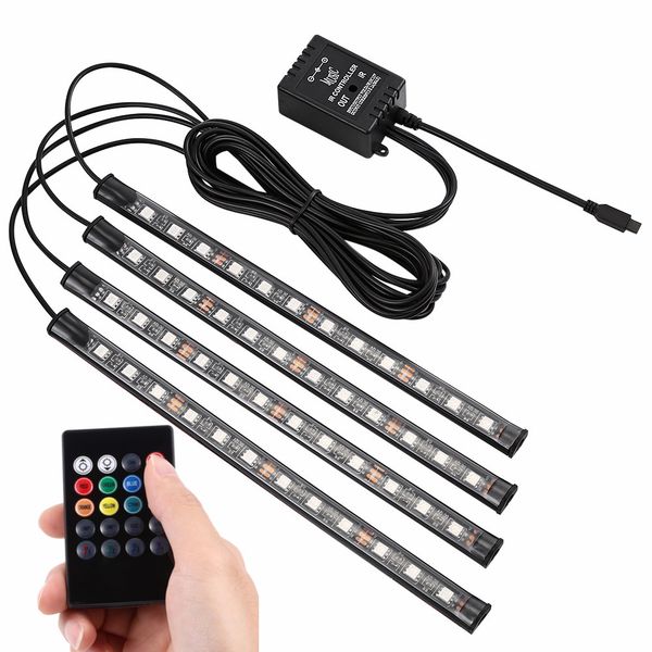 

car 12 led atmosphere lamp 10w one drag four rgb remote control decorative light for decoration