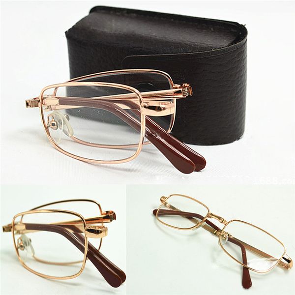

folding presbyopia reading glasses with case metal frame eyewear spectacles +100 +200 +300 027, Silver