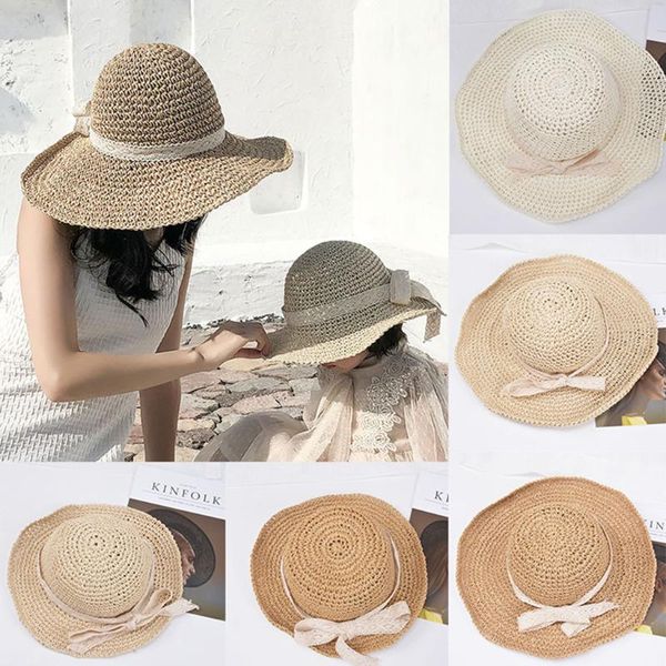 

ladies summer solid color straw weaving fisherman hat sun hat fashion casual wide side lafite beach parent-child out, Blue;gray
