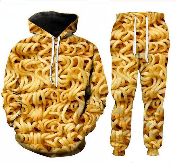 

designer men/womens gourmet instant noodles 3d print fashion tracksuits crewneck sweatshirt and pants 2 pcs set hoodies a1, Gray