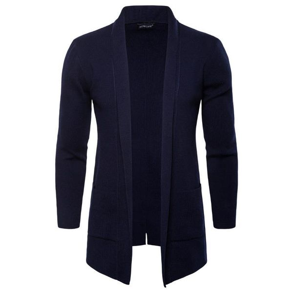 

casual coats fashion knit with pocket men jackets mens open stitch solid stand collar long sleeve outerwear, Black;brown