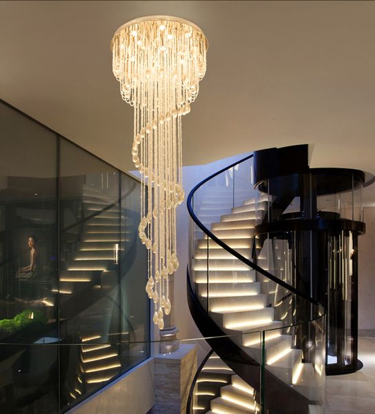 

luxury modern crystal chandelier spiral design stair lighting fixtures luxury living room lobby led crystal lights