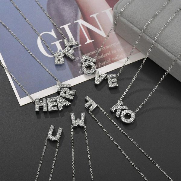

fashion rhinestone a-z letter pendant necklace for women anniversary gift lover handmade silver color alphabet jewelry choker bcbrh