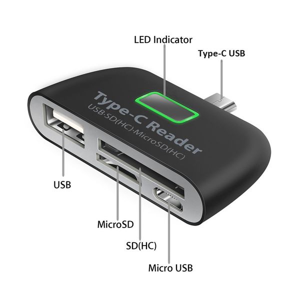 

USB Hub Type-C 4 in 1 Memory Card Reader Adapter USB Micro USB TF SD Card Type C Hub OTG For Macbook Tablet