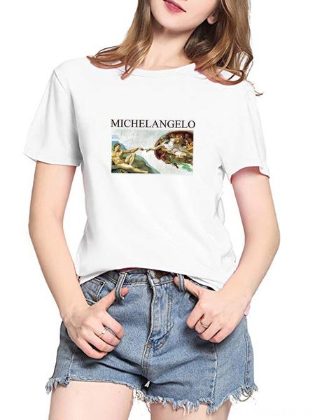 

short-sleeved base angel printed clothes dress t- t-shirt women's short-sleeved base shirt angel printed clothes women's dress, White