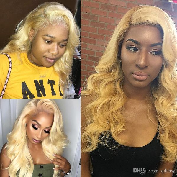 Honey Blonde Human Hair Wigs For Black Women Pre Plucked Body Wave