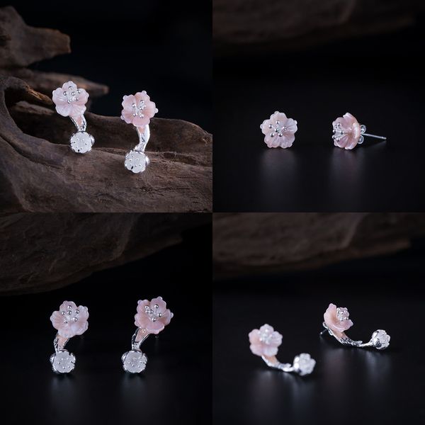 

925 s silver grace rose золотой оболочки цветок уха ногтей женщина двойного назначения цветок нации ветер личности серьги idealway, Golden